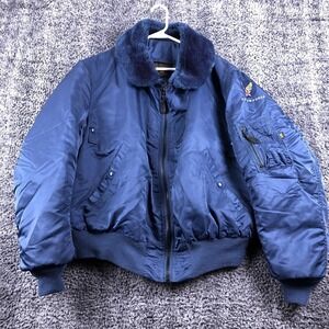 Alpha Industries Jacket Mens XL Blue Nylon Vintage B-15C U.S. Air Force Flight